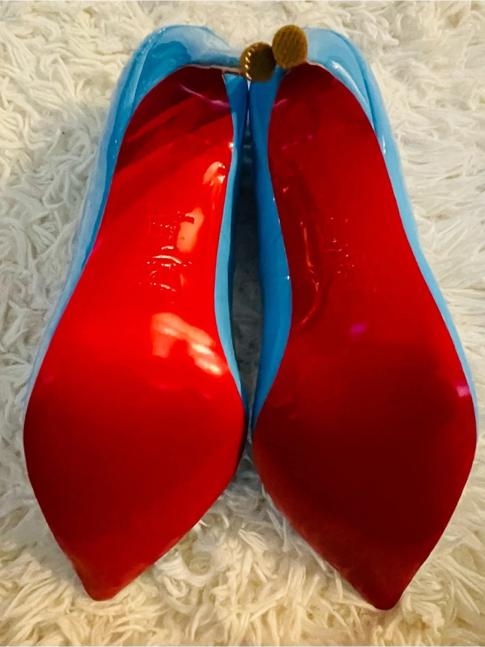 Christian Louboutin Glossy Turquoise Patent Pointed-Toe Pumps